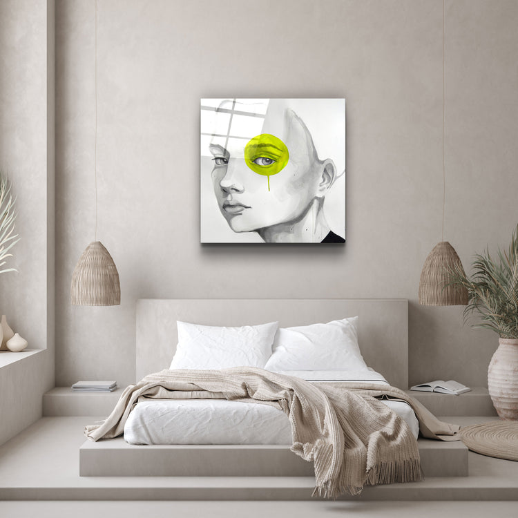 ・"Yellow Eye"・Glass Wall Art | Artdesigna Glass Printing Wall Arts.