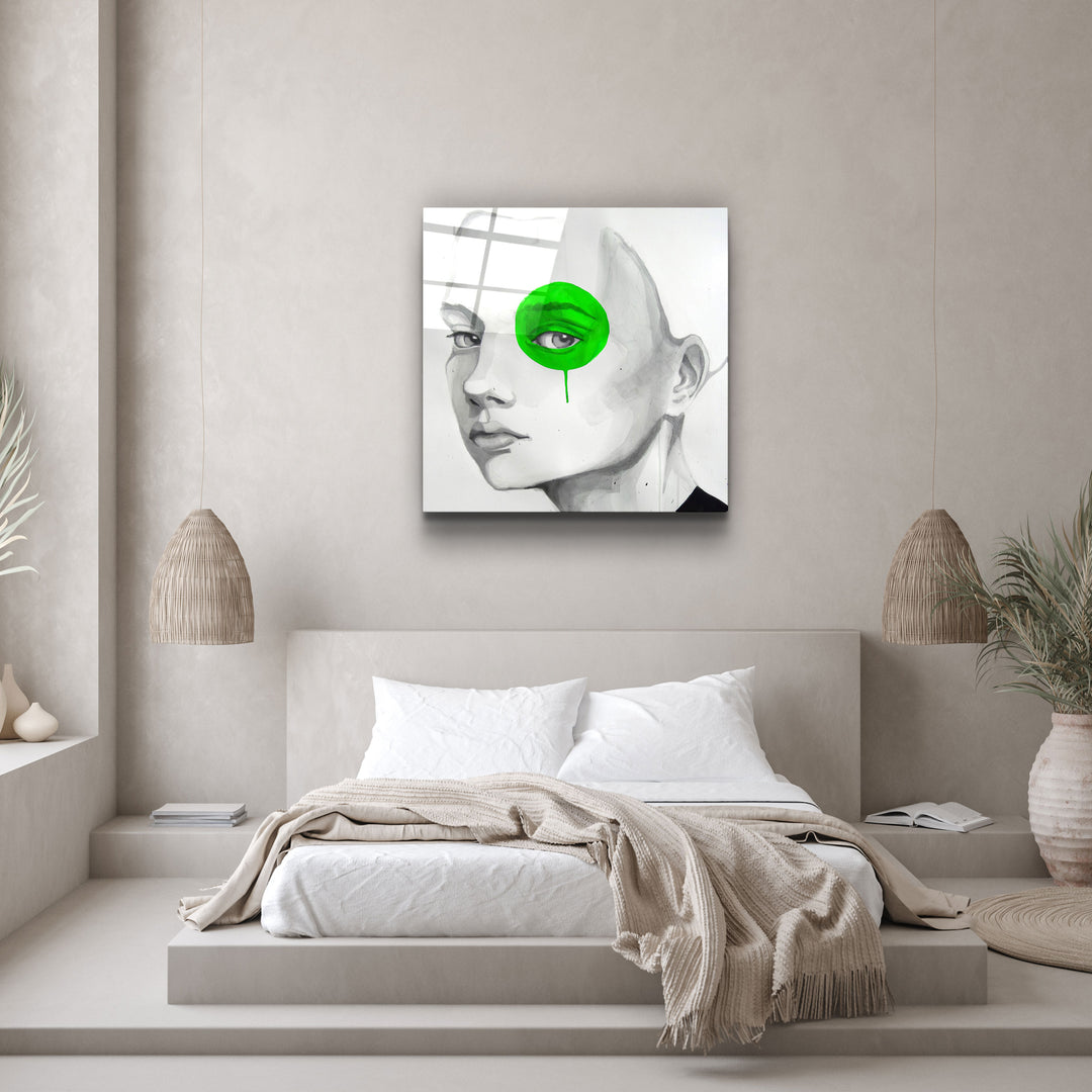 ・"Green Eye"・Glass Wall Art | Artdesigna Glass Printing Wall Arts.