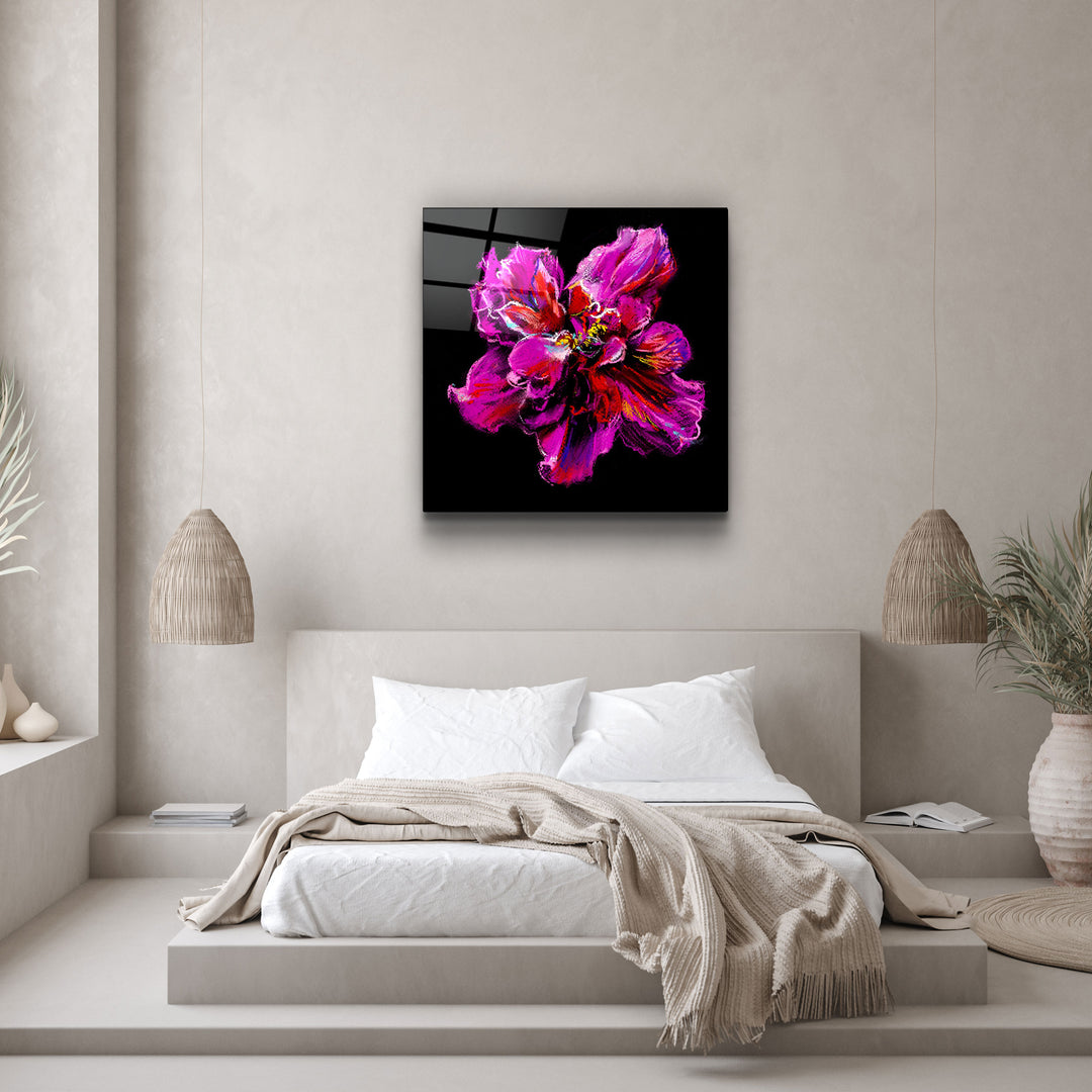 ・"Abstract Purple Flower"・Glass Wall Art | Artdesigna Glass Printing Wall Arts.