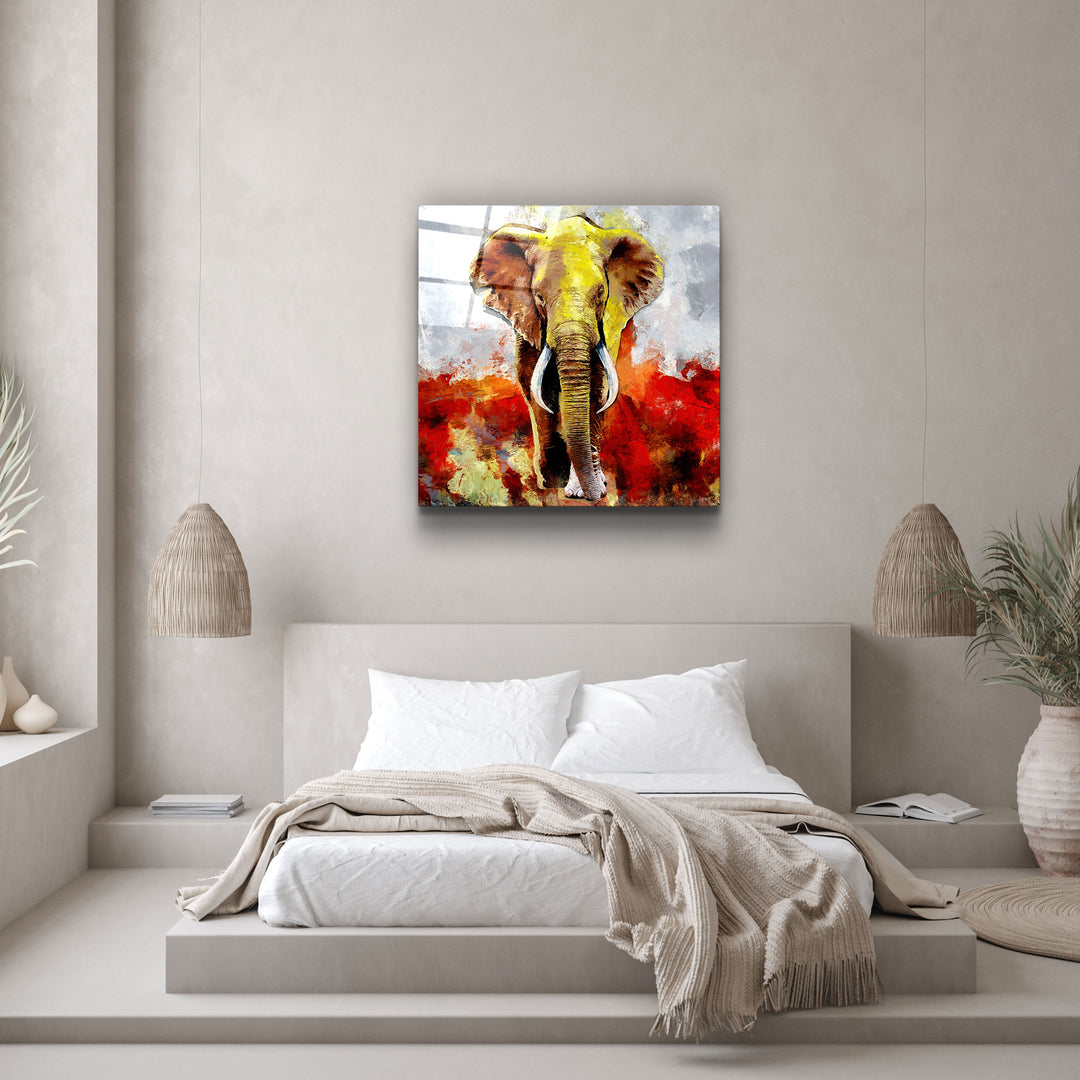 ・"Abstract Colorful Elephant"・Glass Wall Art | Artdesigna Glass Printing Wall Arts.