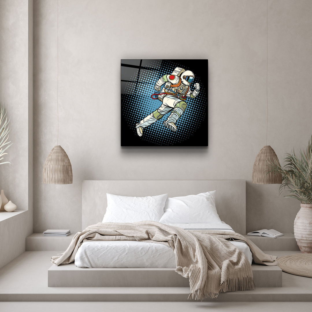 ・"Cartoon Astronaut"・Glass Wall Art | Artdesigna Glass Printing Wall Arts.