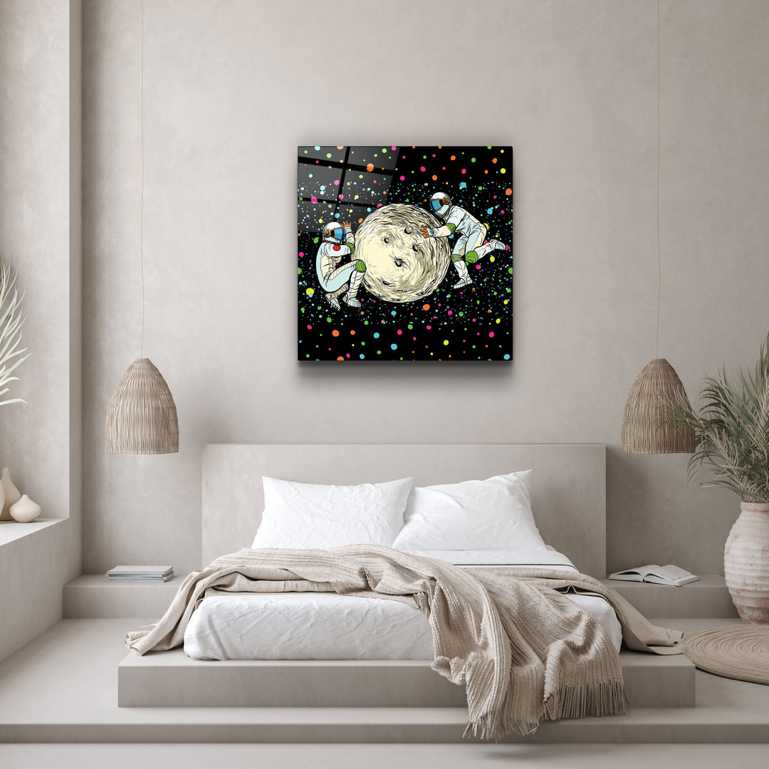 ・"Pushing A Planet"・Glass Wall Art | Artdesigna Glass Printing Wall Arts.