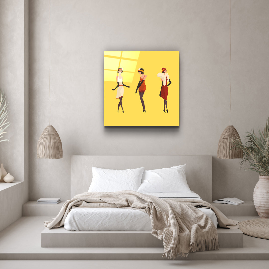 ・"Three Women In The Yellow"・Glass Wall Art | Artdesigna Glass Printing Wall Arts.