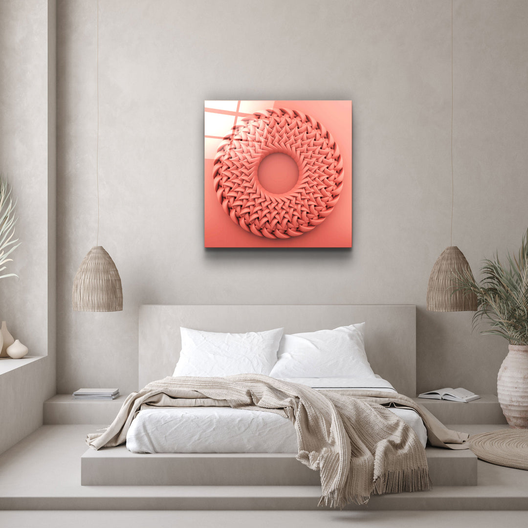 ."Abstract Circular Knitting V3". Designer's Collection Glass Wall Art