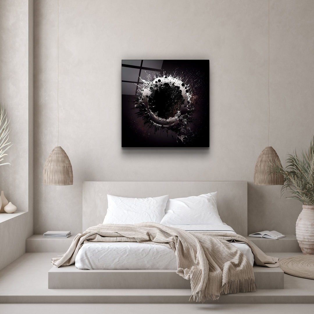 ."Paint Splash Ring-Grey". Designer's Collection Glass Wall Art