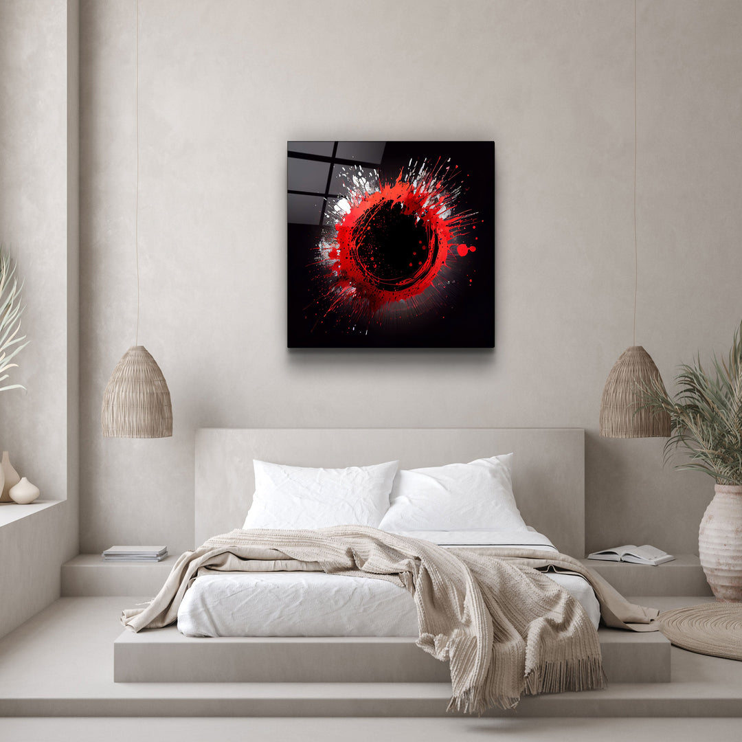 ."Paint Splash Ring-Red". Designer's Collection Glass Wall Art