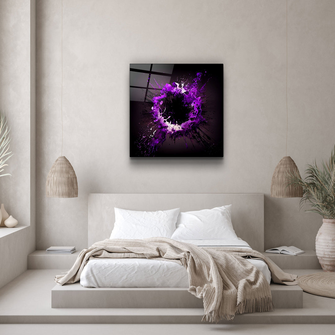 ."Paint Splash Ring-Purple". Designer's Collection Glass Wall Art