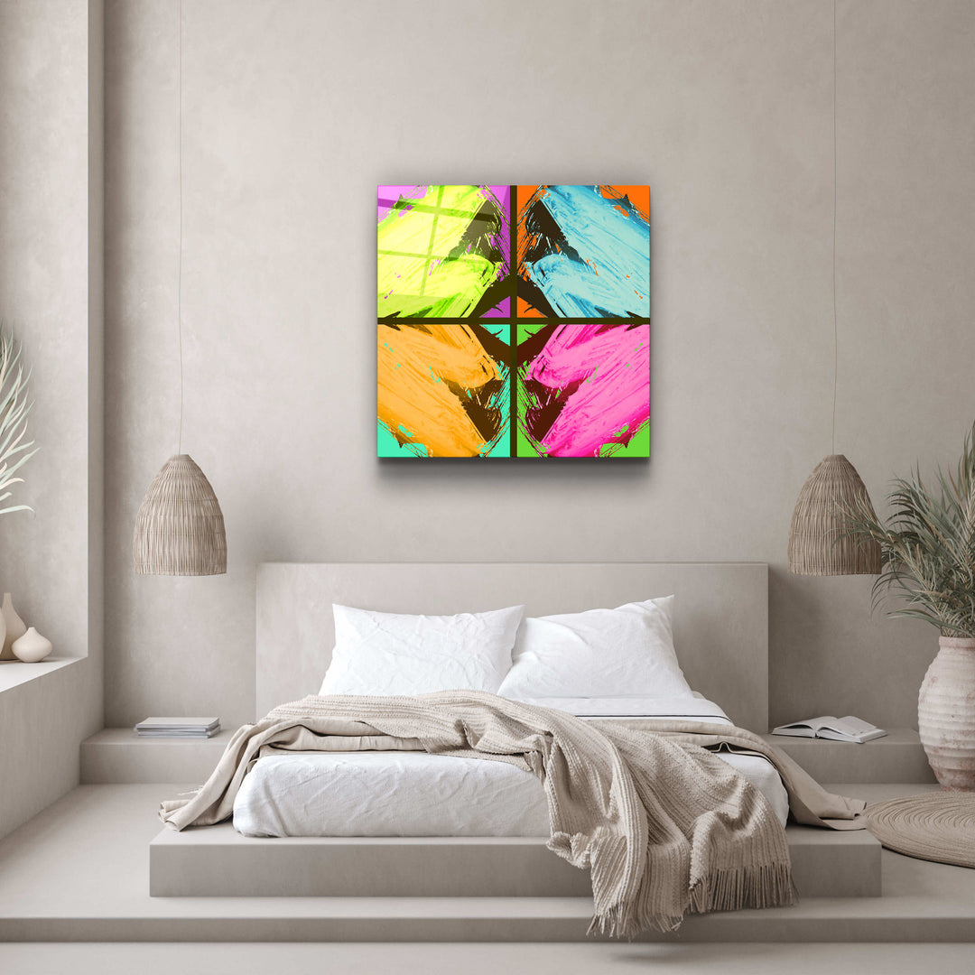 ."POP Art Brush Strokes V1". Designer's Collection Glass Wall Art