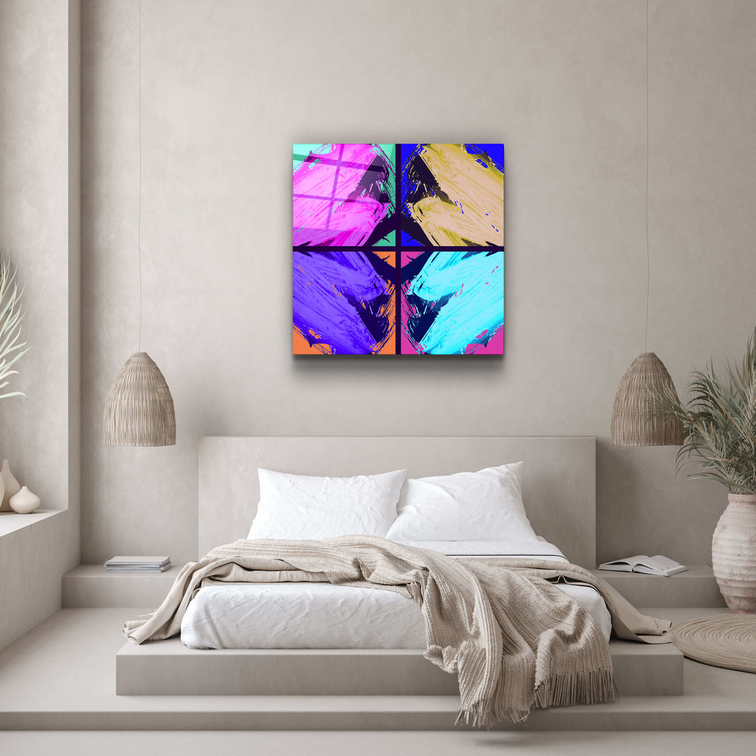 ."POP Art Brush Strokes V2". Designer's Collection Glass Wall Art