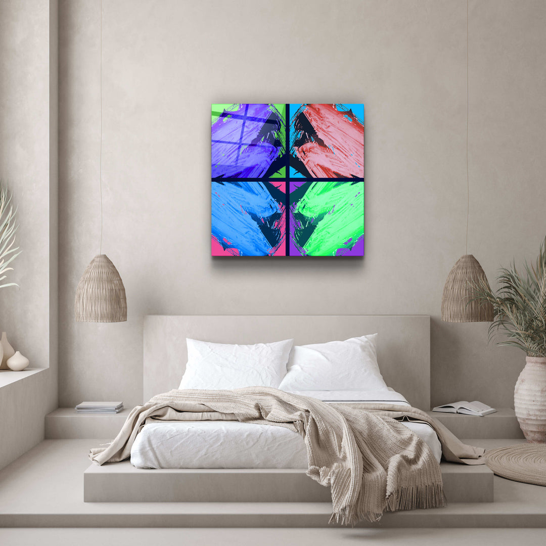 ."POP Art Brush Strokes V3". Designer's Collection Glass Wall Art