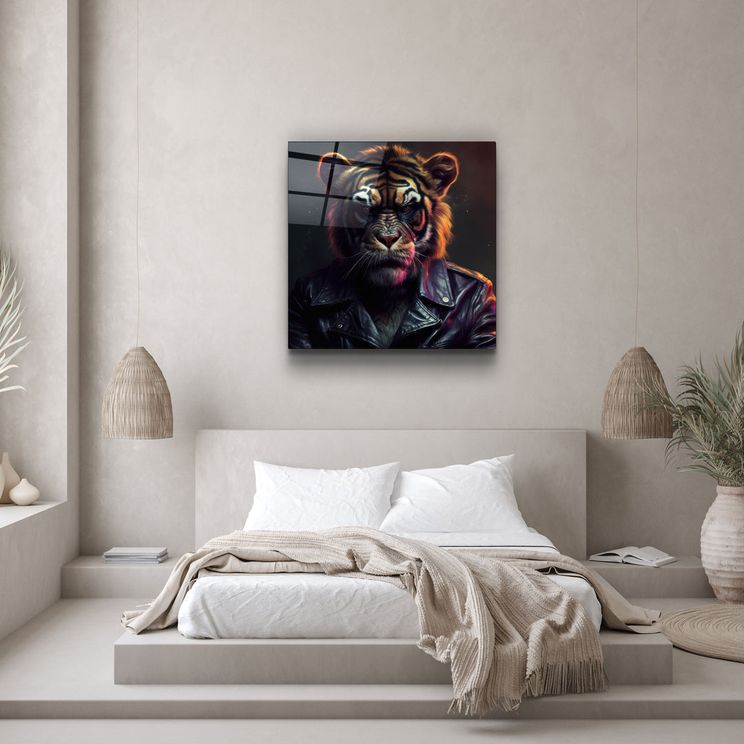 ."Tiger Monkey". Designers Collection Glass Wall Art