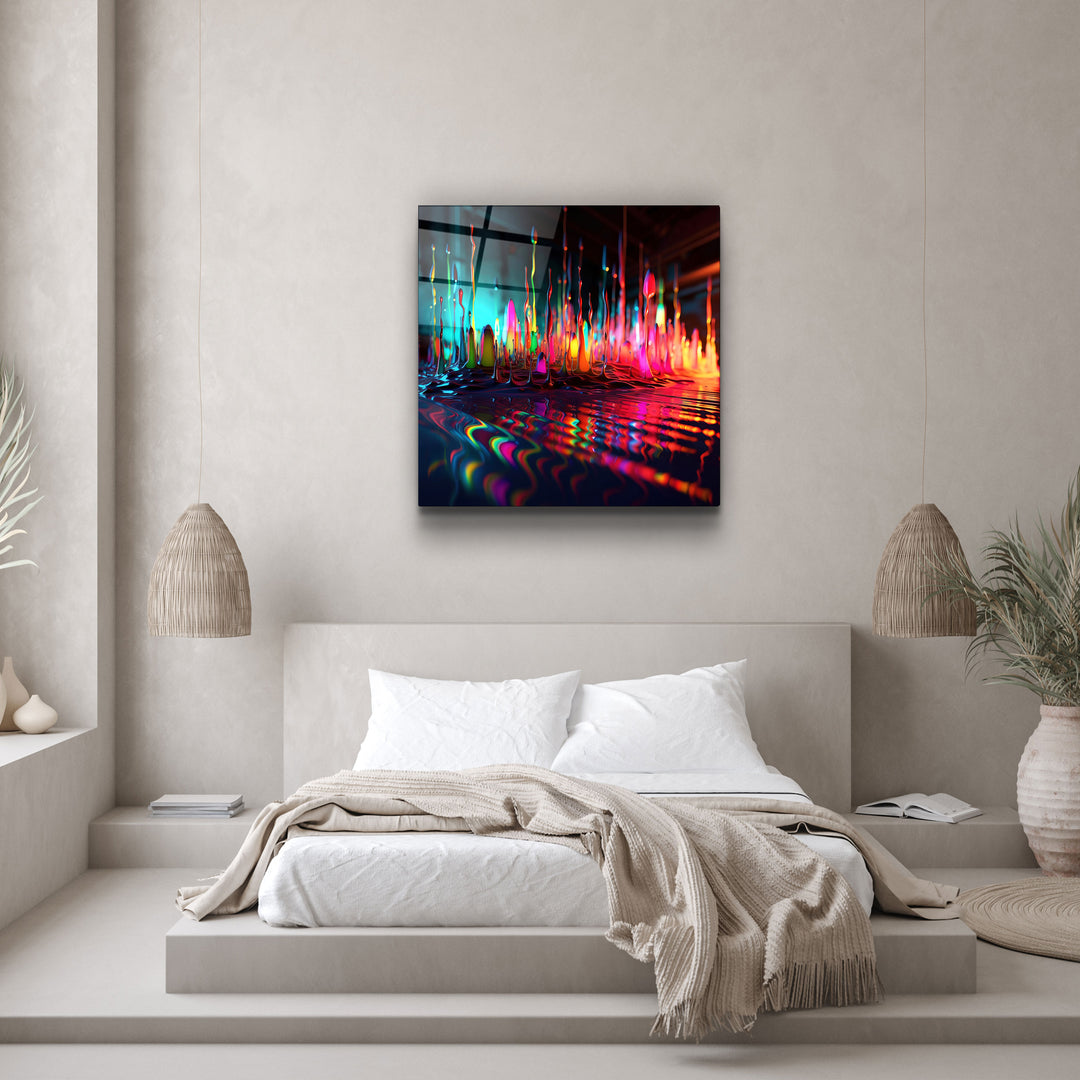 ."Paint Drops V1". Designers Collection Glass Wall Art