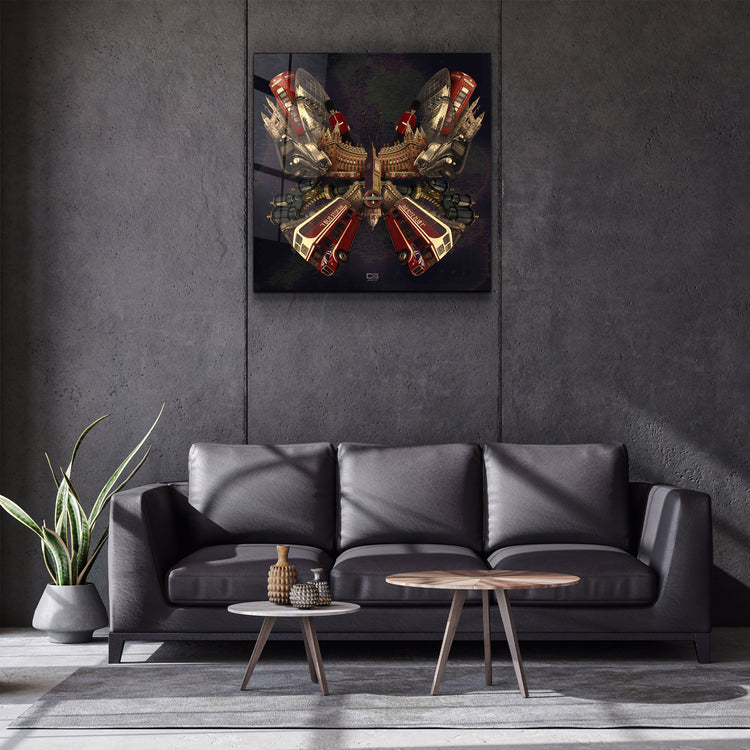 ・"Butterfly London"・Designers Collection Glass Wall Art | Artdesigna Glass Printing Wall Arts.