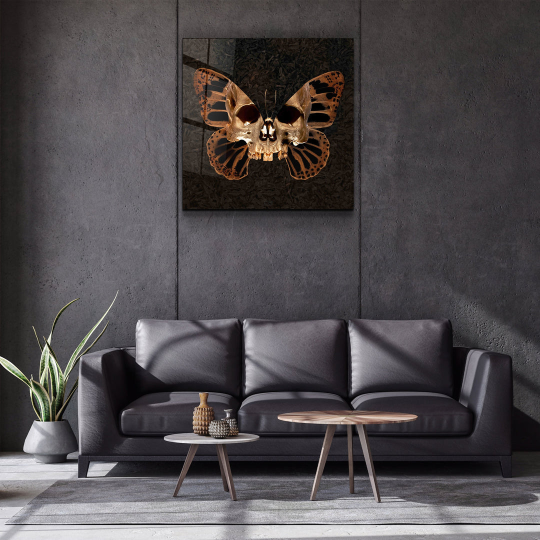 ・"Butterfly Skull"・Designers Collection Glass Wall Art | Artdesigna Glass Printing Wall Arts.