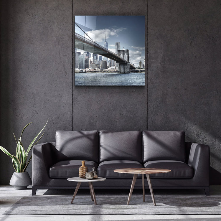 ・"Brooklyn Bridge"・Glass Wall Art | Artdesigna Glass Printing Wall Arts.