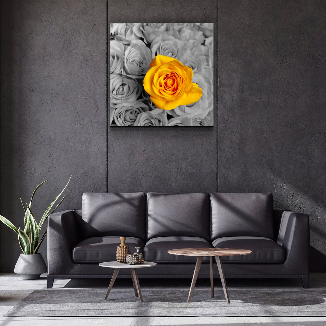 ・"Yellow Rose"・Glass Wall Art | Artdesigna Glass Printing Wall Arts.