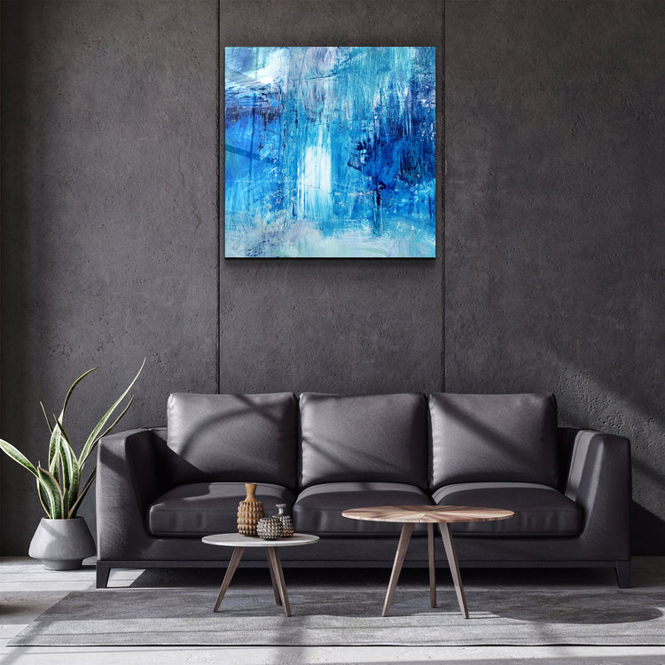 ・"Blue Fall"・Glass Wall Art | Artdesigna Glass Printing Wall Arts.