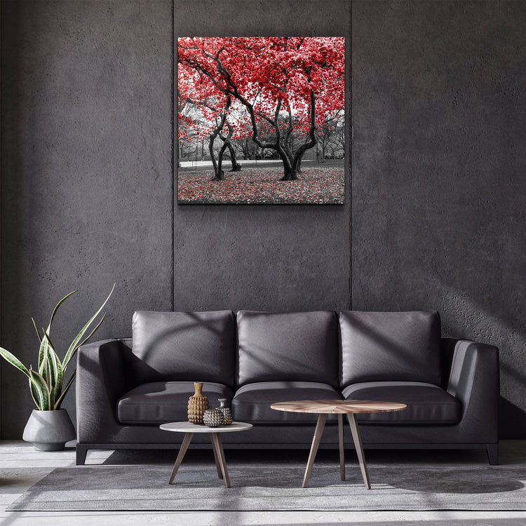 ・"Red Tree"・Glass Wall Art | Artdesigna Glass Printing Wall Arts.