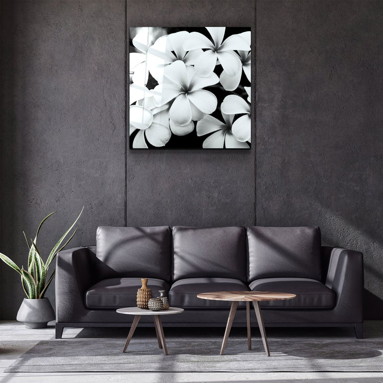 ・"Black and White Flowers"・Glass Wall Art | Artdesigna Glass Printing Wall Arts.