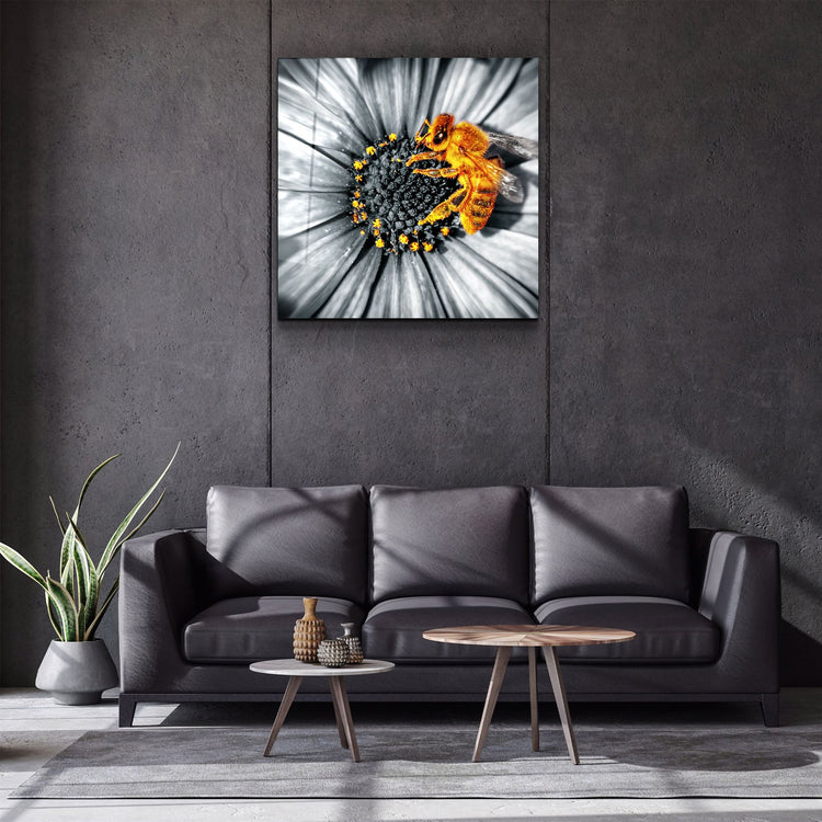 ・"Bee"・Glass Wall Art | Artdesigna Glass Printing Wall Arts.