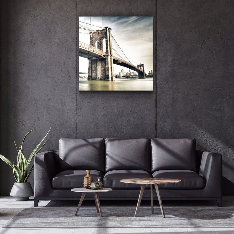 ・"Brooklyn Bridge"・Glass Wall Art | Artdesigna Glass Printing Wall Arts.