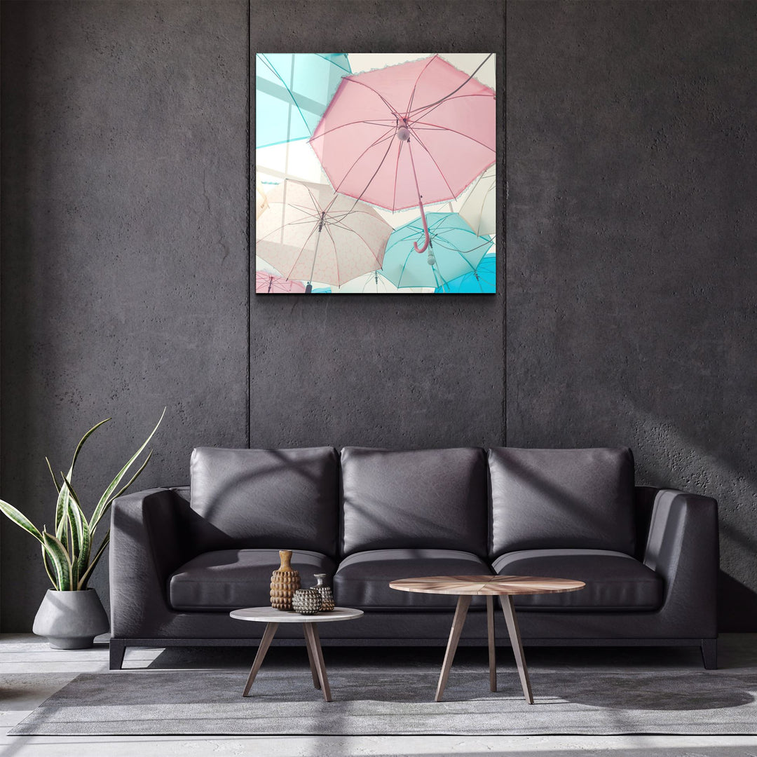 ・"Colorful Umbrellas"・Glass Wall Art | Artdesigna Glass Printing Wall Arts.