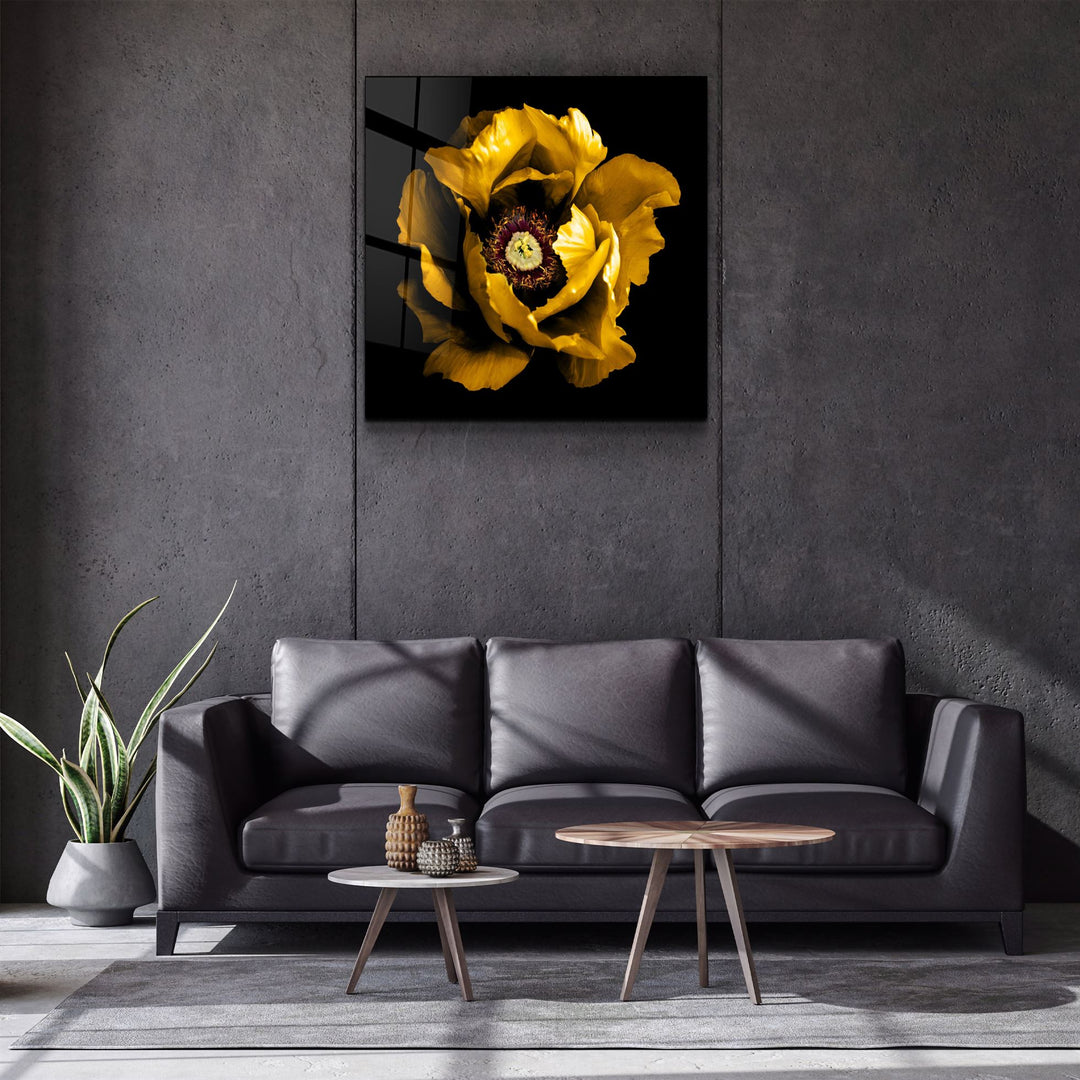 ・"Floral Yellow"・Glass Wall Art | Artdesigna Glass Printing Wall Arts.