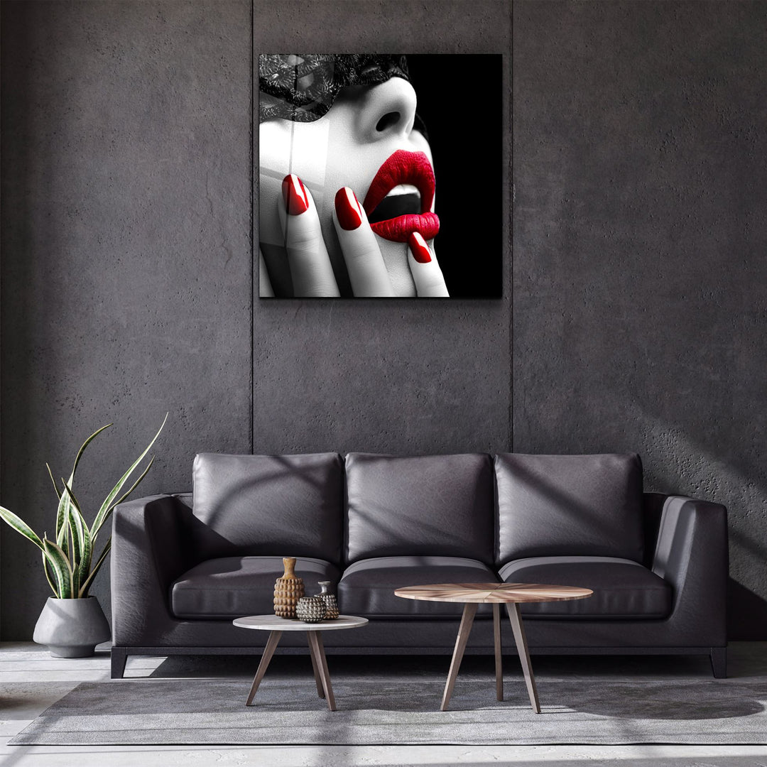 ・"Red Lips"・Glass Wall Art | Artdesigna Glass Printing Wall Arts.