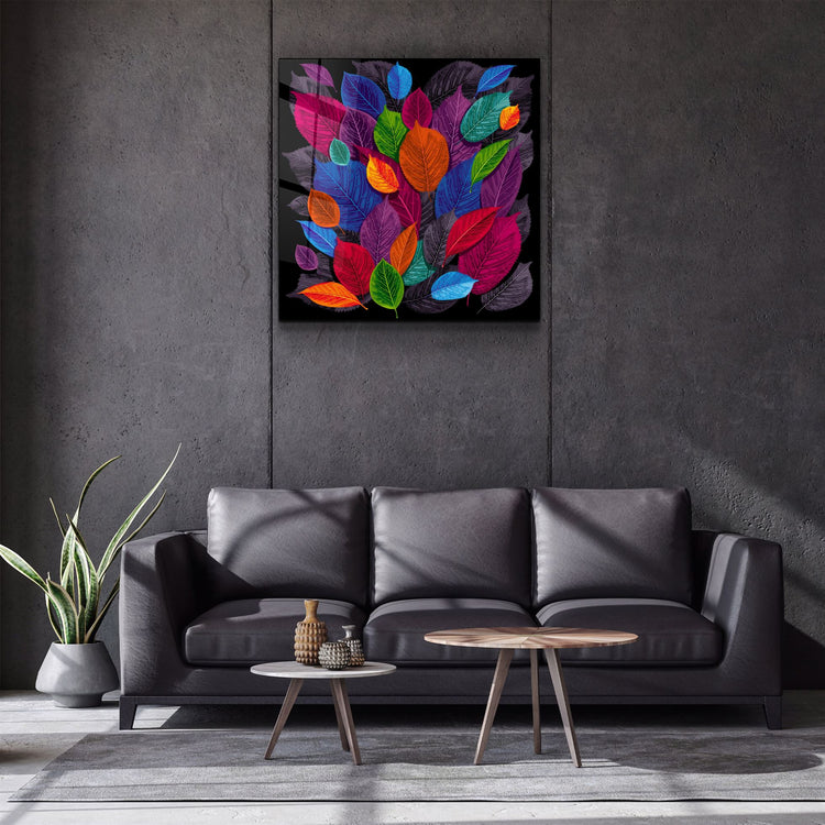 ・"Leaf Feast"・Glass Wall Art | Artdesigna Glass Printing Wall Arts.