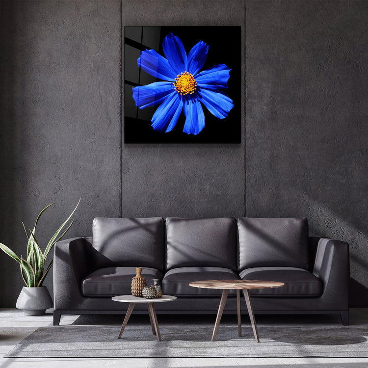 ・"Blue Flower"・Glass Wall Art | Artdesigna Glass Printing Wall Arts.