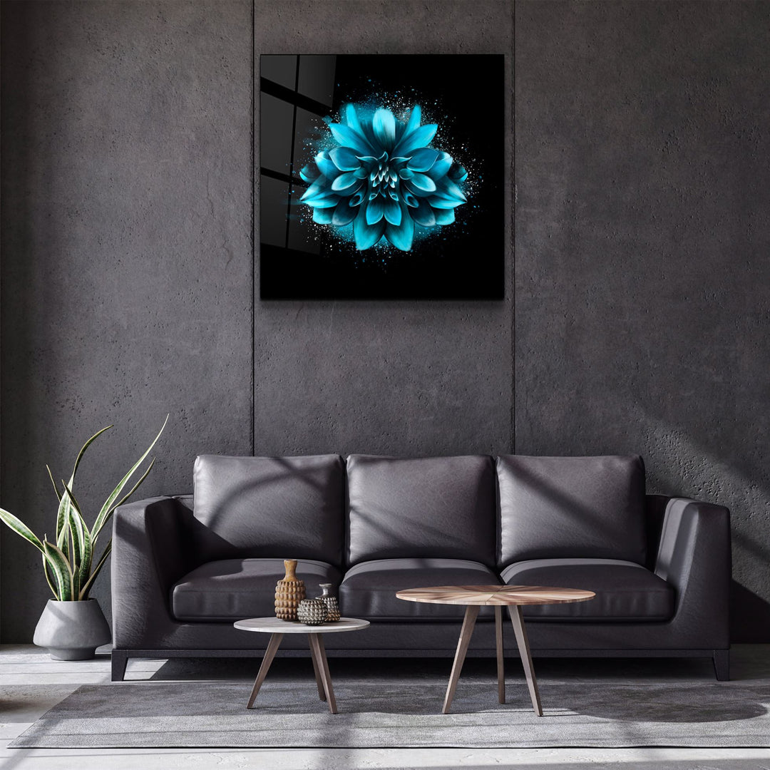 ・"Blue Flower"・Glass Wall Art | Artdesigna Glass Printing Wall Arts.