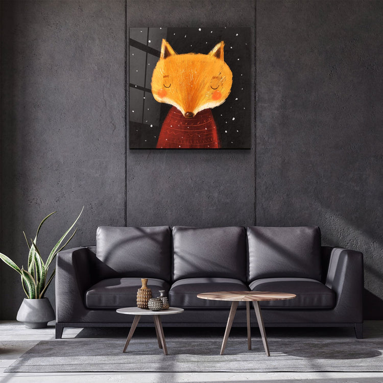 ・"Cute Fox"・Glass Wall Art | Artdesigna Glass Printing Wall Arts.