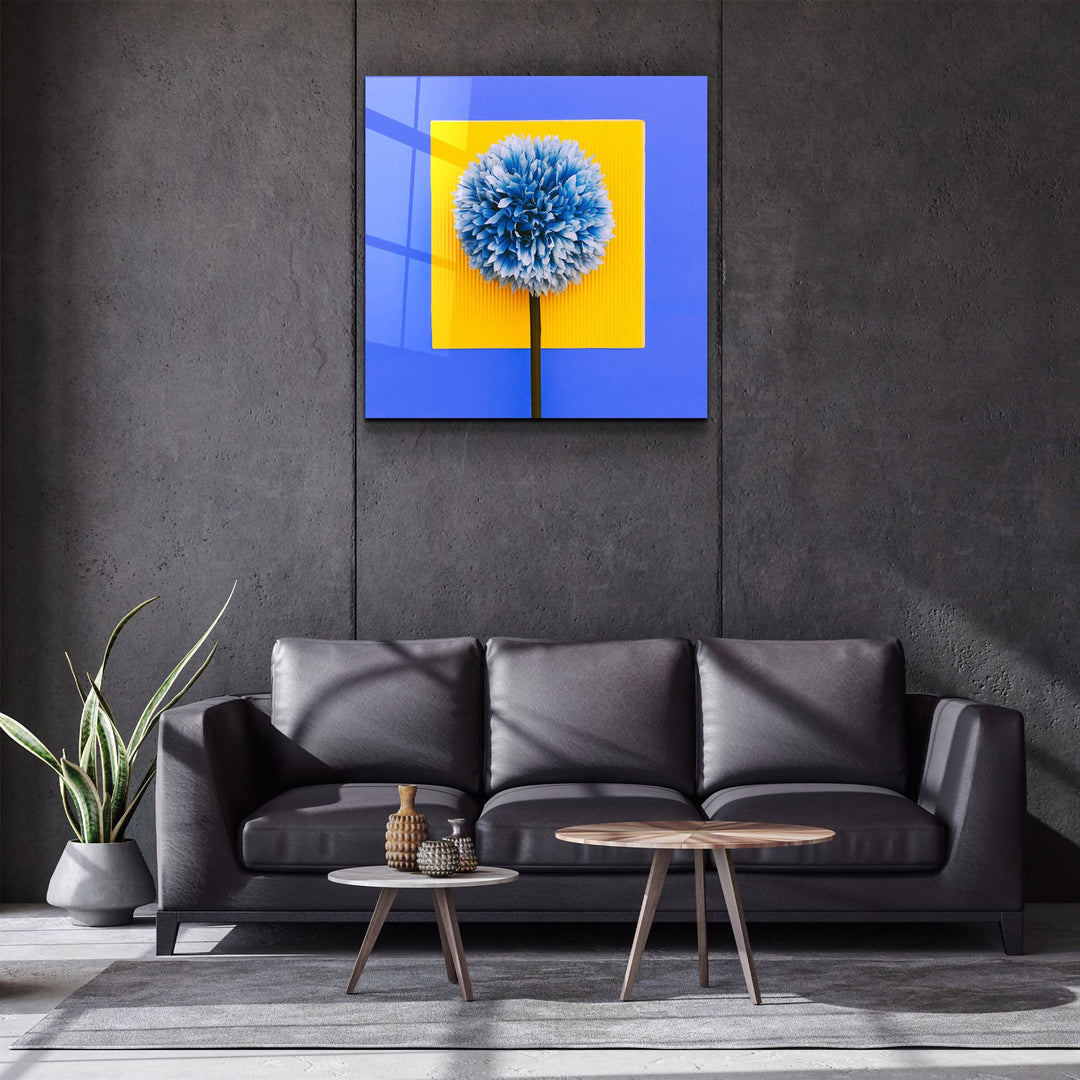 ・"Blue Flower"・Glass Wall Art | Artdesigna Glass Printing Wall Arts.