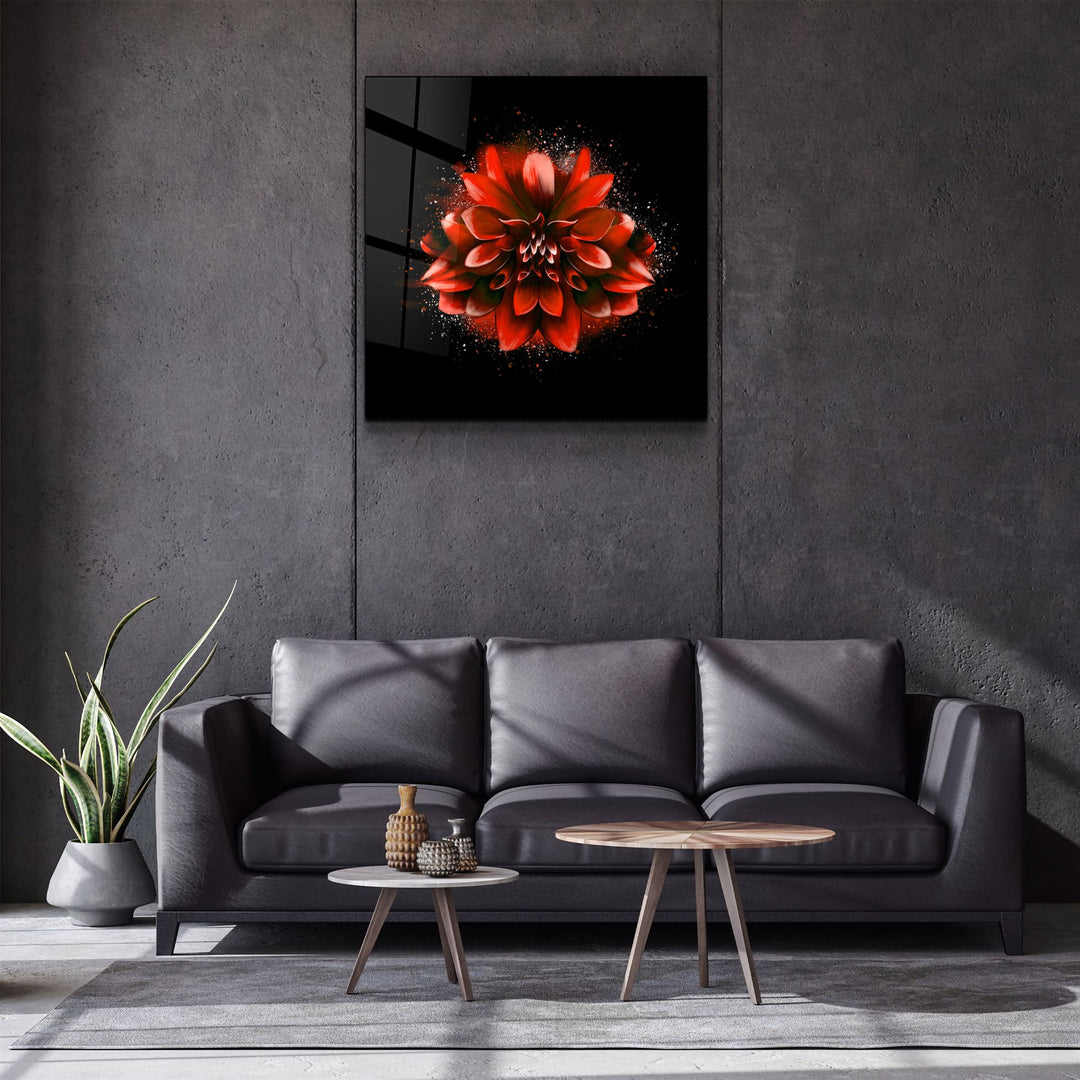 ・"Red Flower"・Glass Wall Art | Artdesigna Glass Printing Wall Arts.