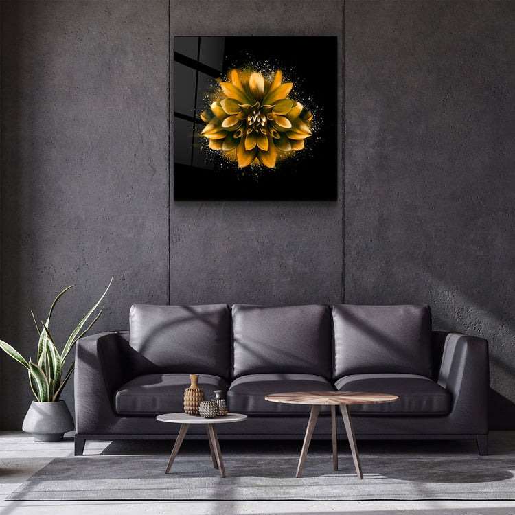 ・"Yellow Flower"・Glass Wall Art | Artdesigna Glass Printing Wall Arts.