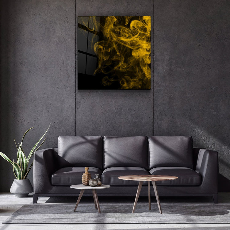 ・"Yellow Smoke"・Glass Wall Art | Artdesigna Glass Printing Wall Arts.