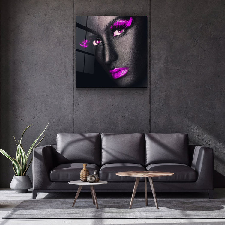 ・"Pink Lips and Eyes"・Glass Wall Art | Artdesigna Glass Printing Wall Arts.