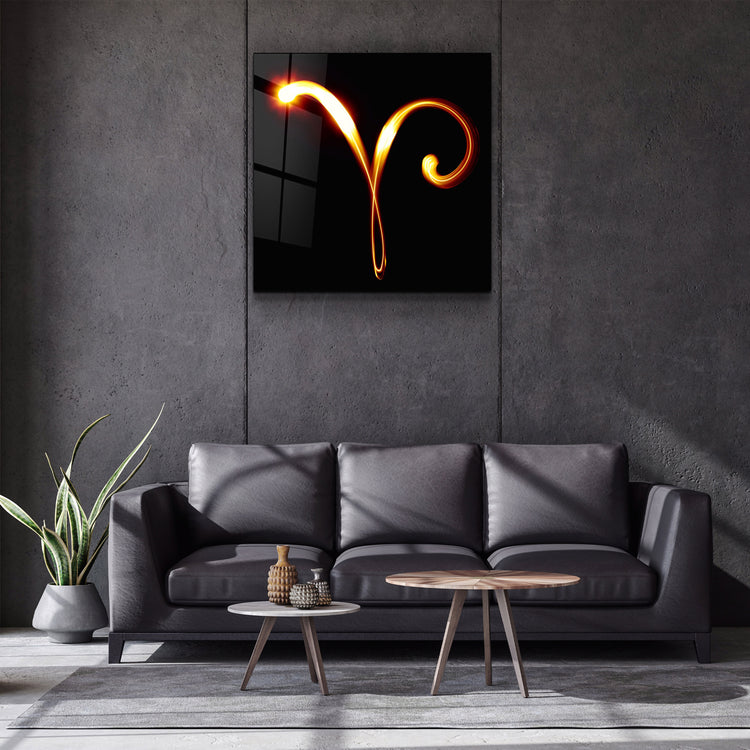 ."Aries Zodiac Symbol". Glass Wall Art | Artdesigna Glass Printing Wall Arts.