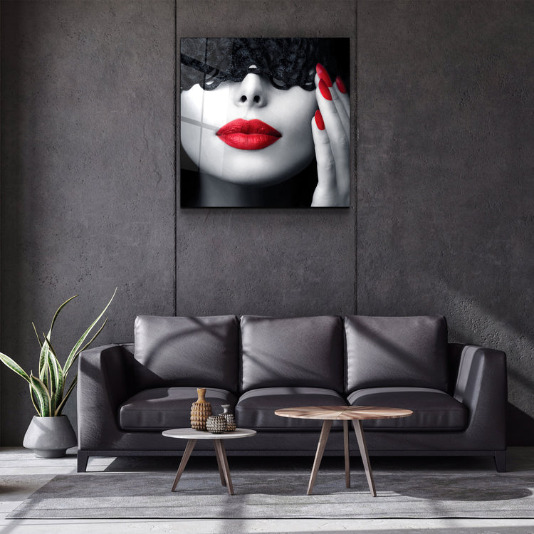 ・"Red Lips and Nails"・Glass Wall Art | Artdesigna Glass Printing Wall Arts.