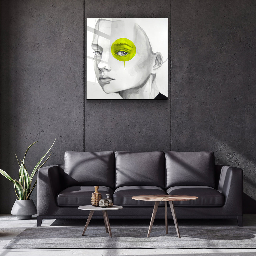 ・"Yellow Eye"・Glass Wall Art | Artdesigna Glass Printing Wall Arts.