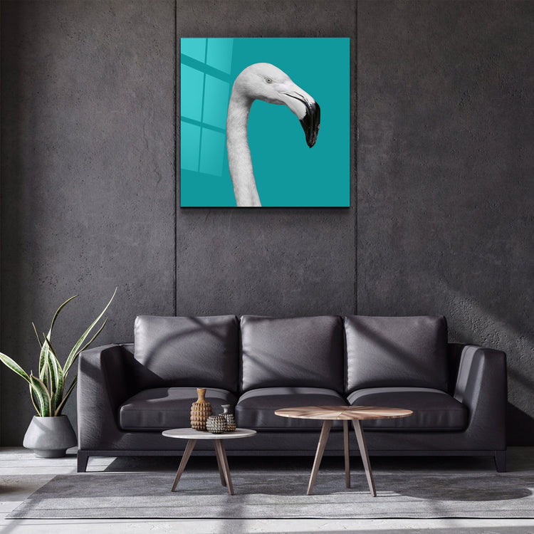 ・"Flamingo - Green"・Glass Wall Art | Artdesigna Glass Printing Wall Arts.