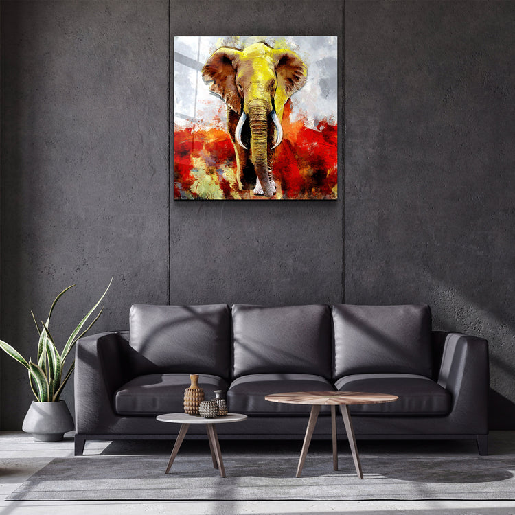 ・"Abstract Colorful Elephant"・Glass Wall Art | Artdesigna Glass Printing Wall Arts.