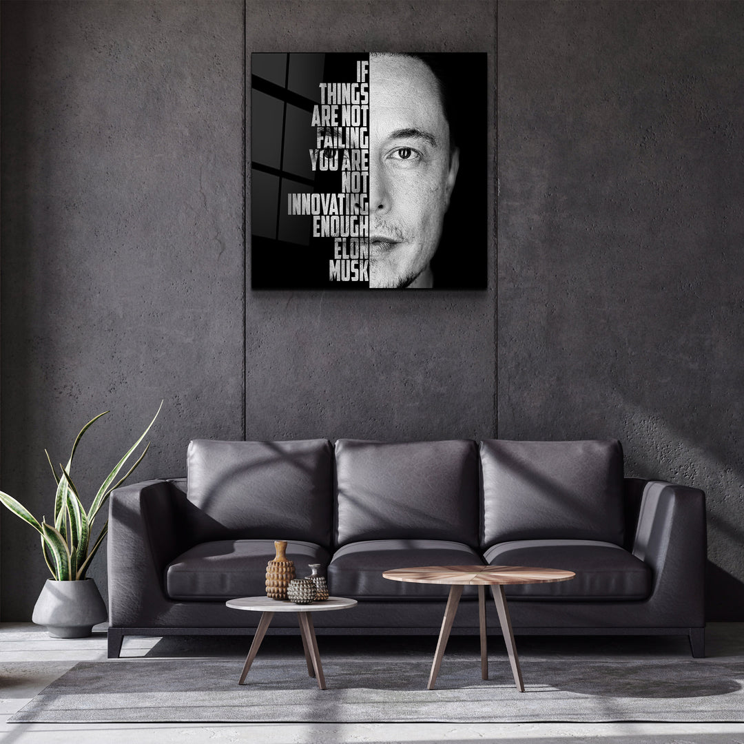 ・"Elon Musk"・Designers Collection Glass Wall Art | Artdesigna Glass Printing Wall Arts.