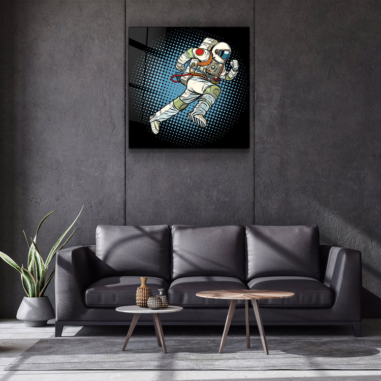 ・"Cartoon Astronaut"・Glass Wall Art | Artdesigna Glass Printing Wall Arts.