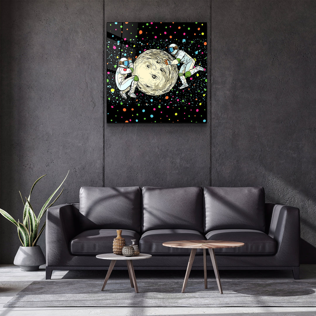 ・"Pushing A Planet"・Glass Wall Art | Artdesigna Glass Printing Wall Arts.