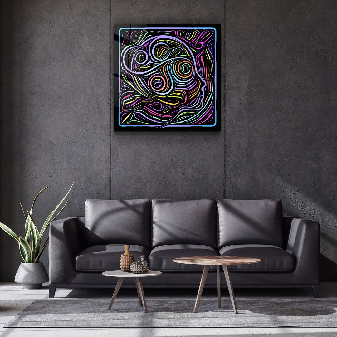 ・"Rainbow Line Faces V3"・Glass Wall Art | Artdesigna Glass Printing Wall Arts.