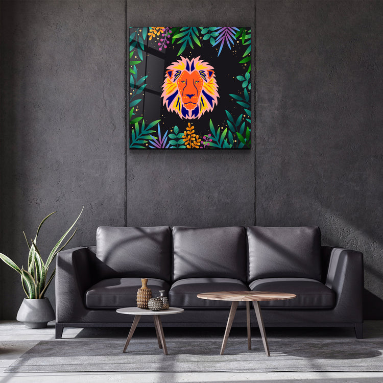 ・"Animal Republic-Lion"・Designers Collection Glass Wall Art | Artdesigna Glass Printing Wall Arts.