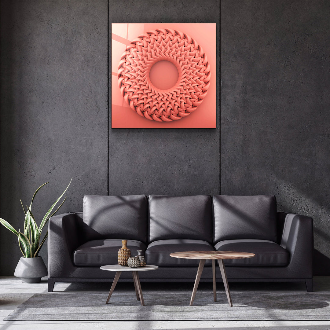 ."Abstract Circular Knitting V3". Designer's Collection Glass Wall Art