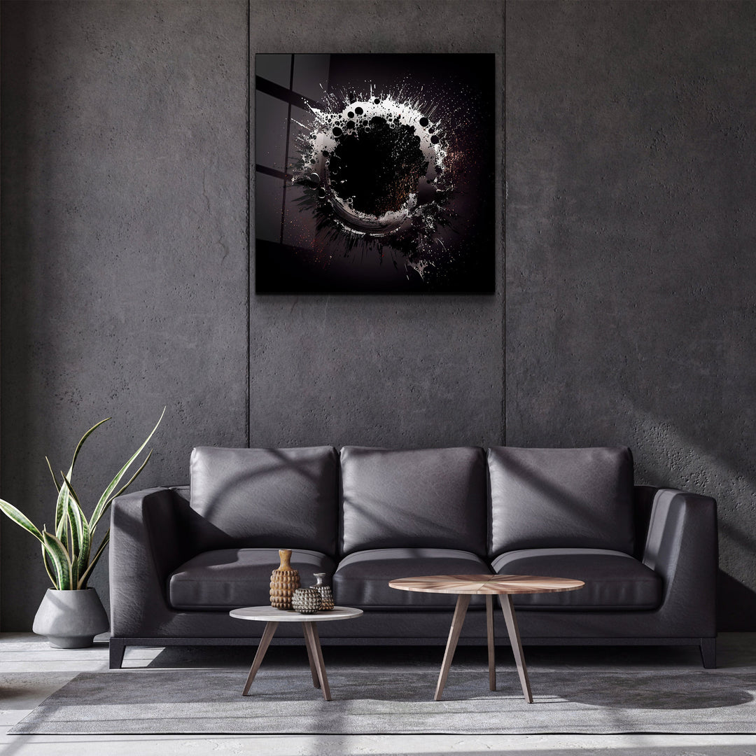 ."Paint Splash Ring-Grey". Designer's Collection Glass Wall Art