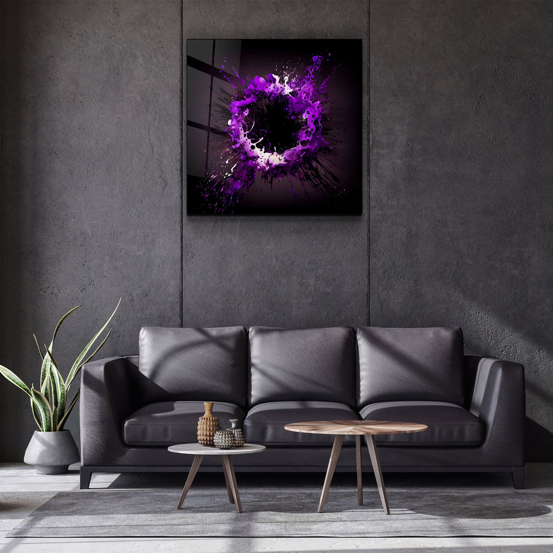 ."Paint Splash Ring-Purple". Designer's Collection Glass Wall Art